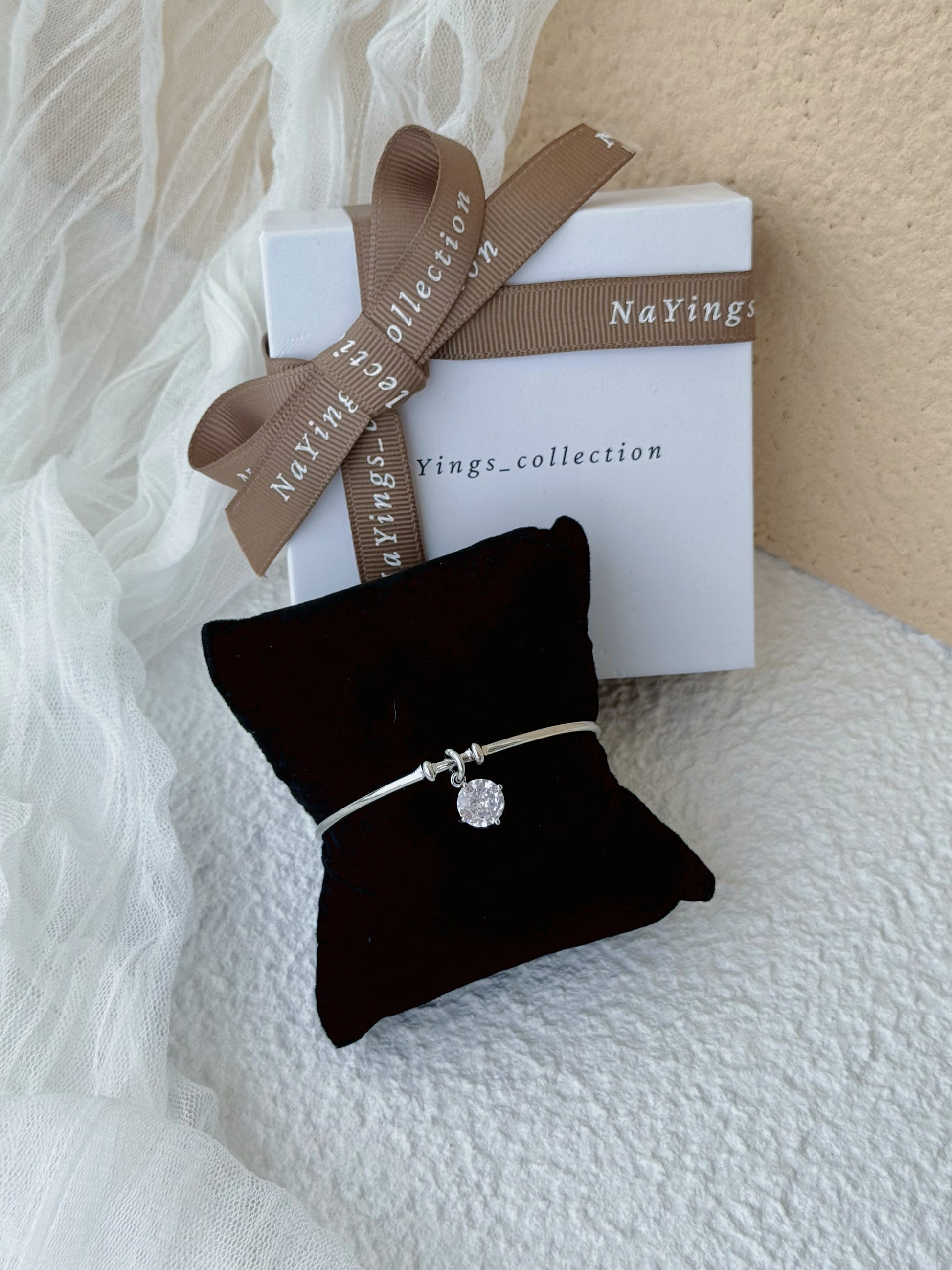 Diamond Adjustable Bangle in Silver