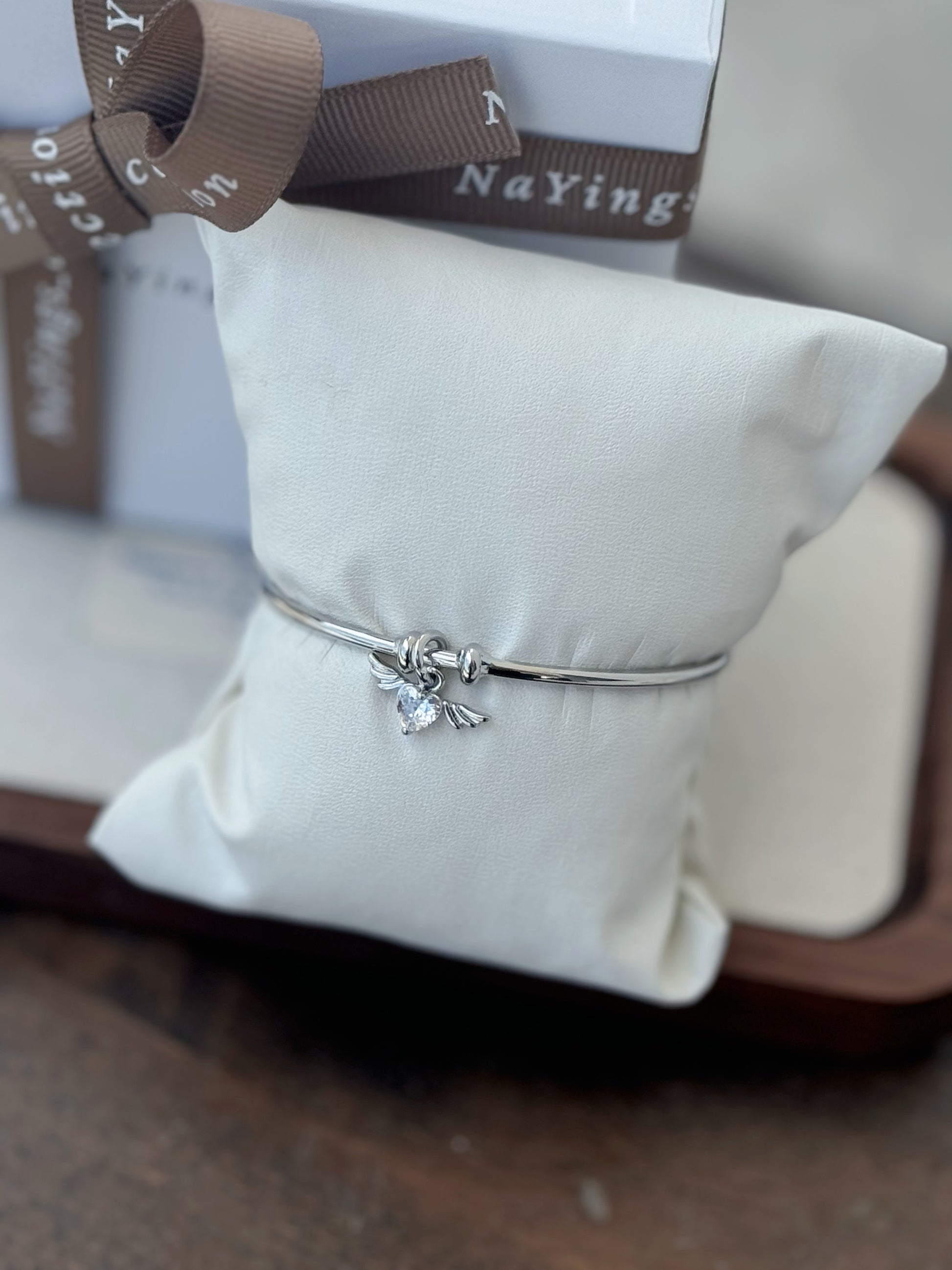 Mini Flying Angel Adjustable Bangle in Silver