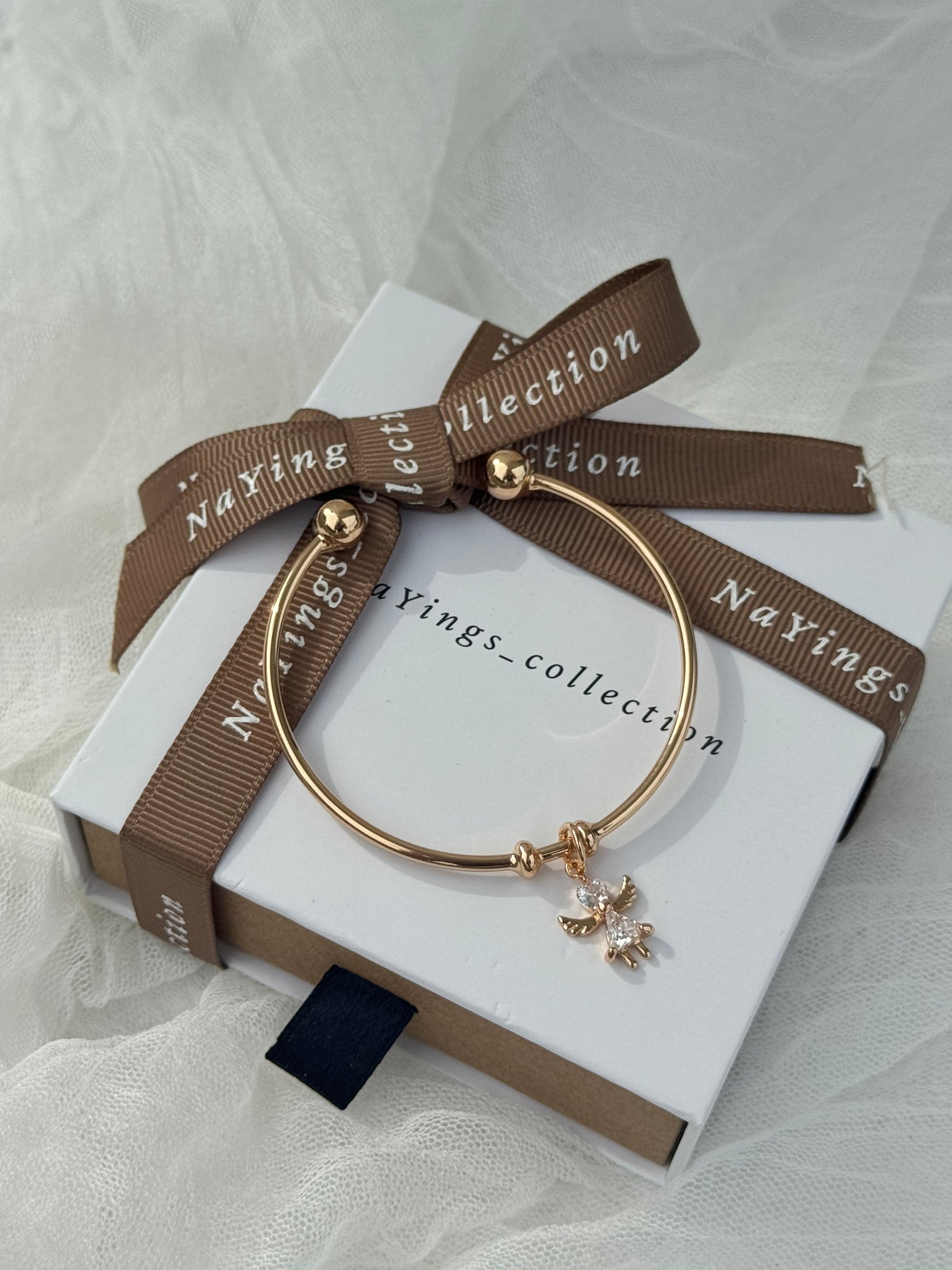 Mini Angel Adjustable Bangle in Gold