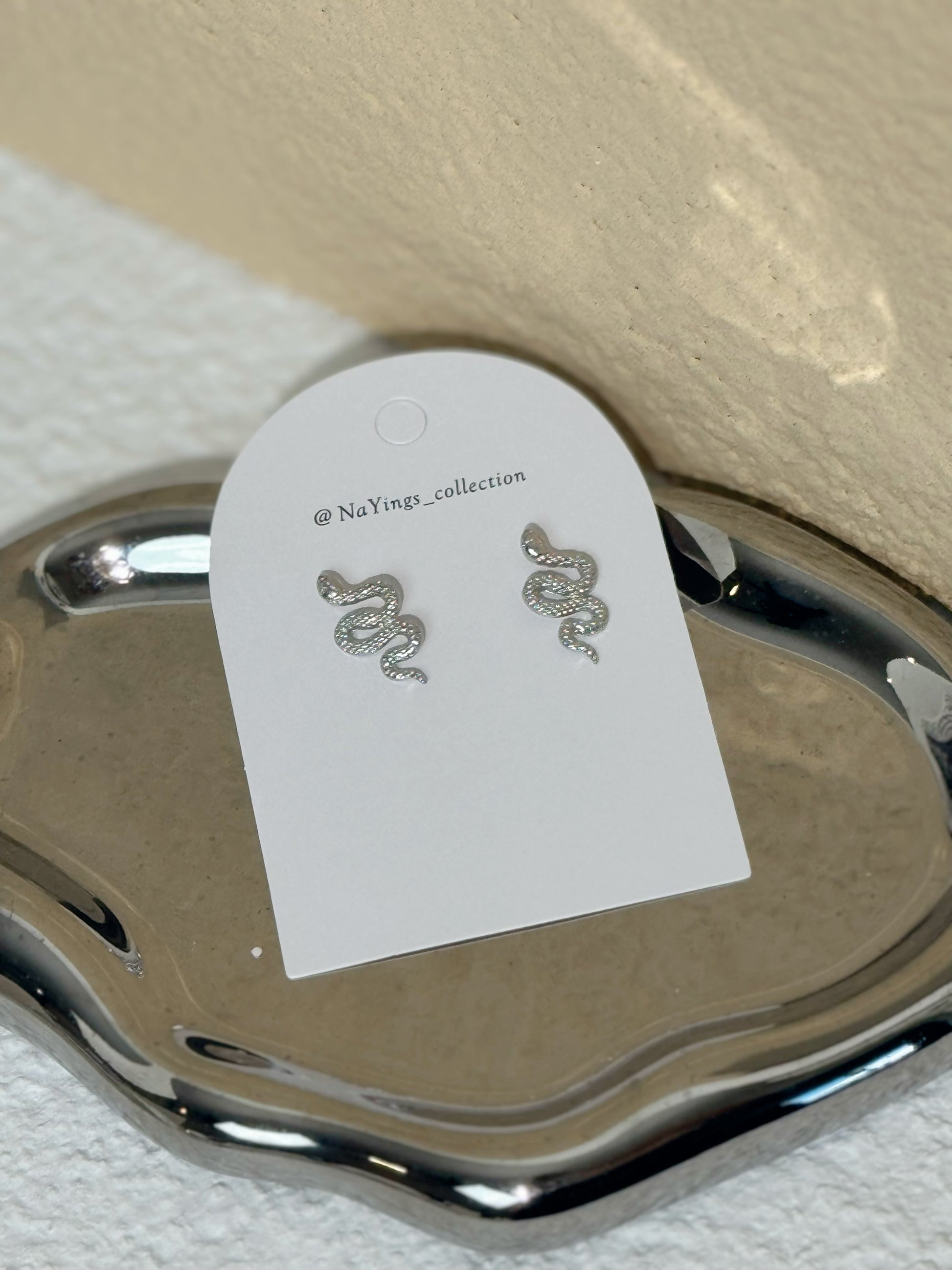 Snake Stud Earrings in Silver