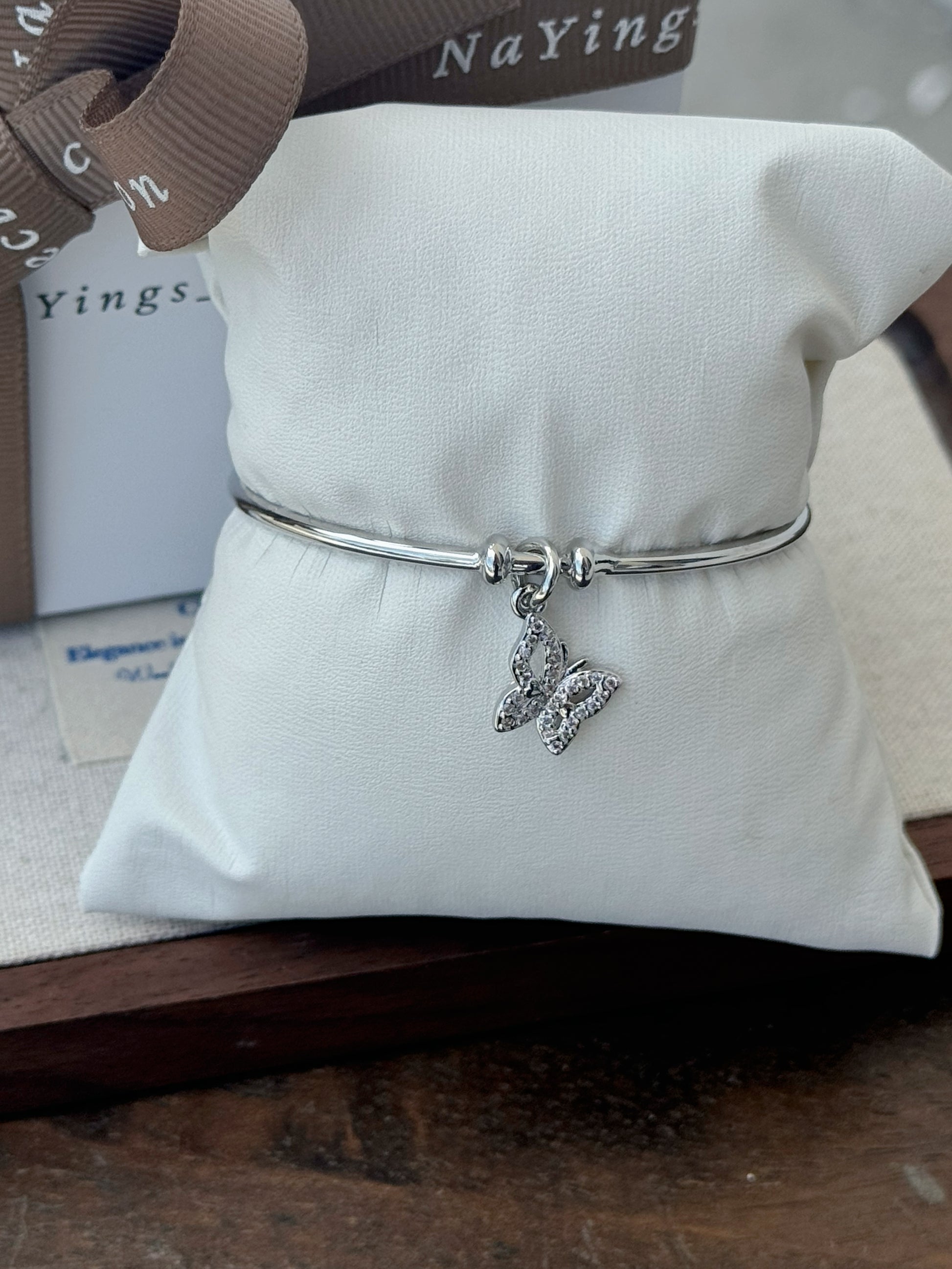 Butterfly Adjustable Bangle in Silver