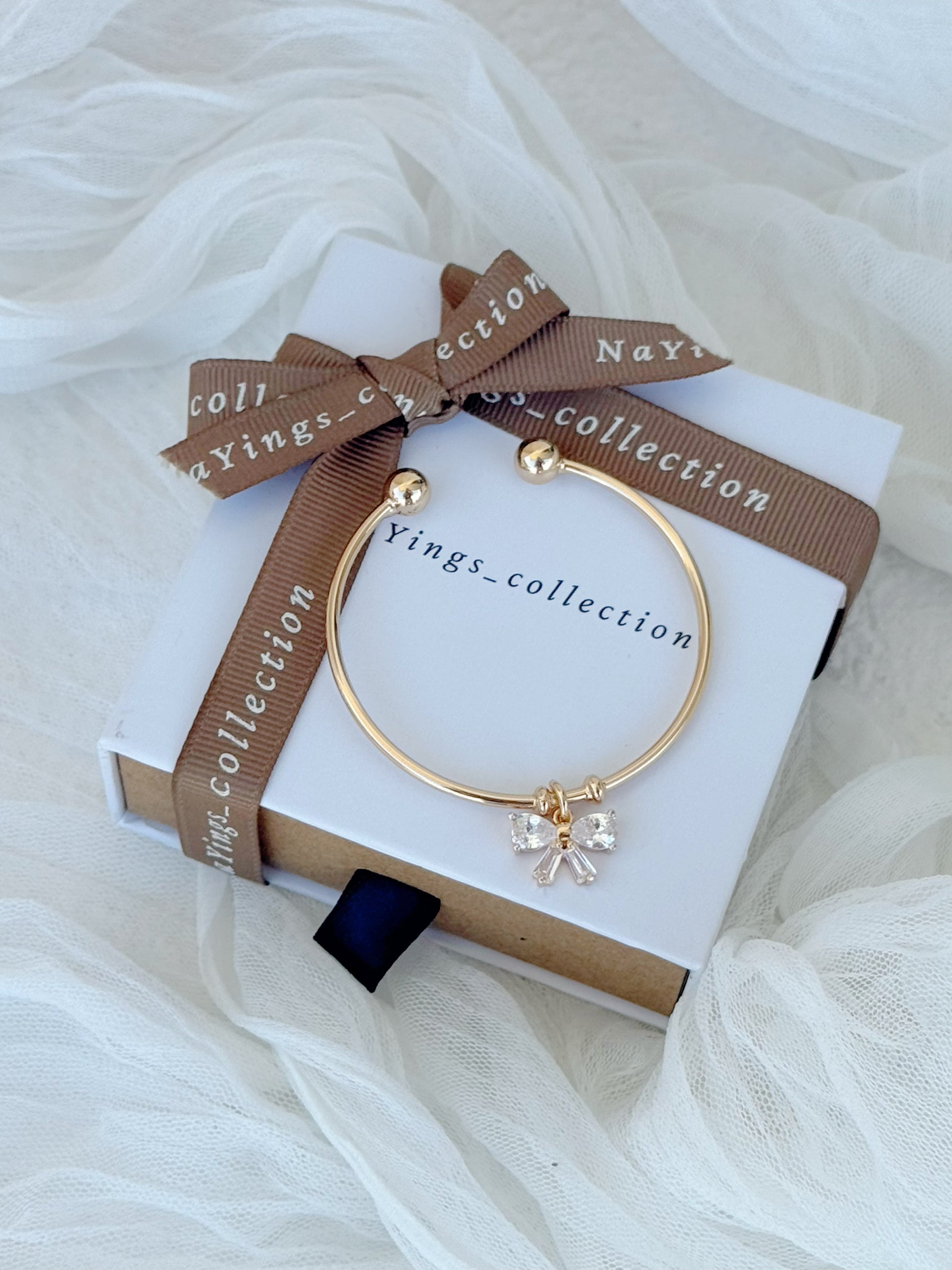 Mini Bow Adjustable Bangle in Gold
