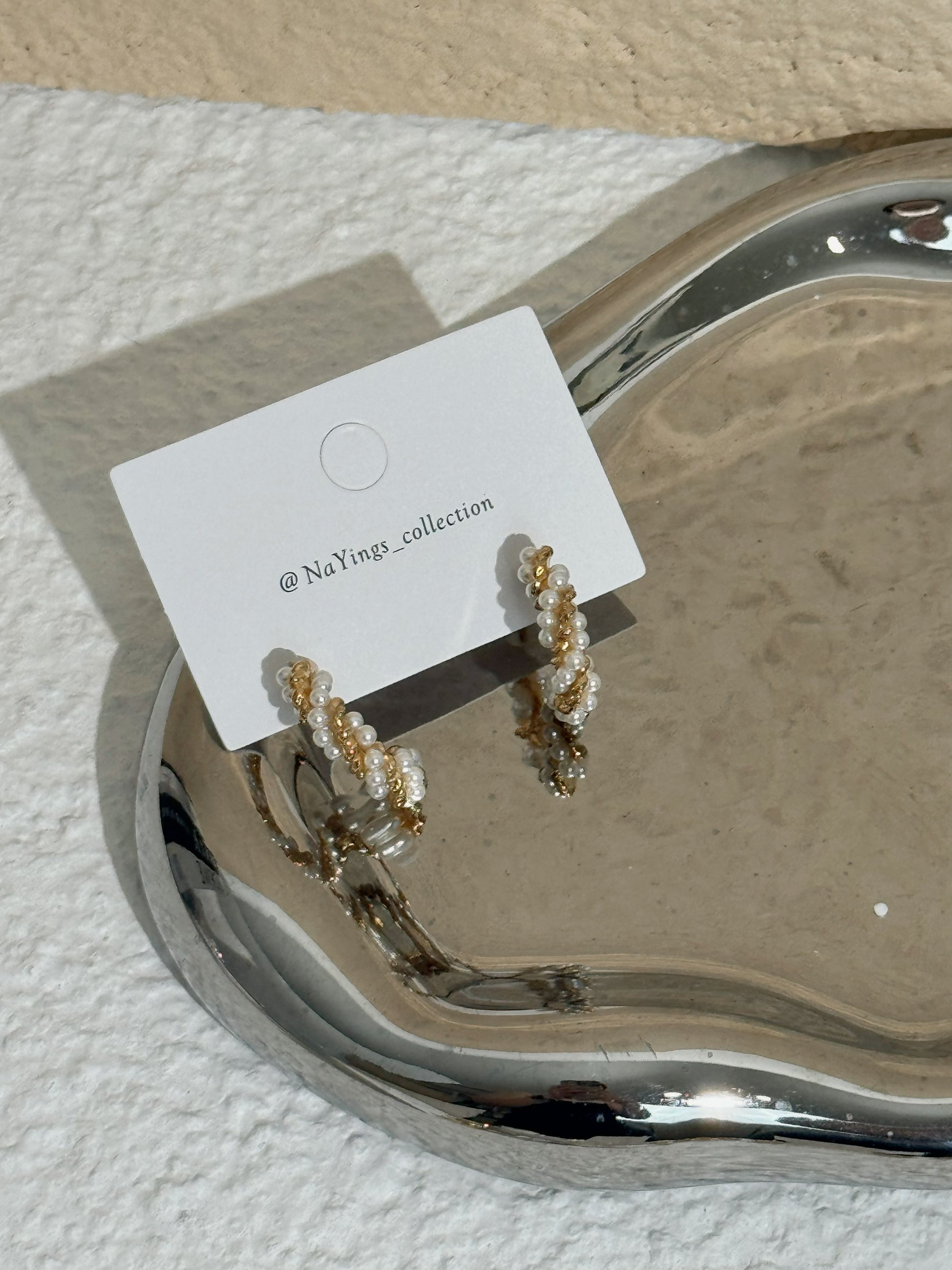 Golden Pearl Mixed Hoops Earrings